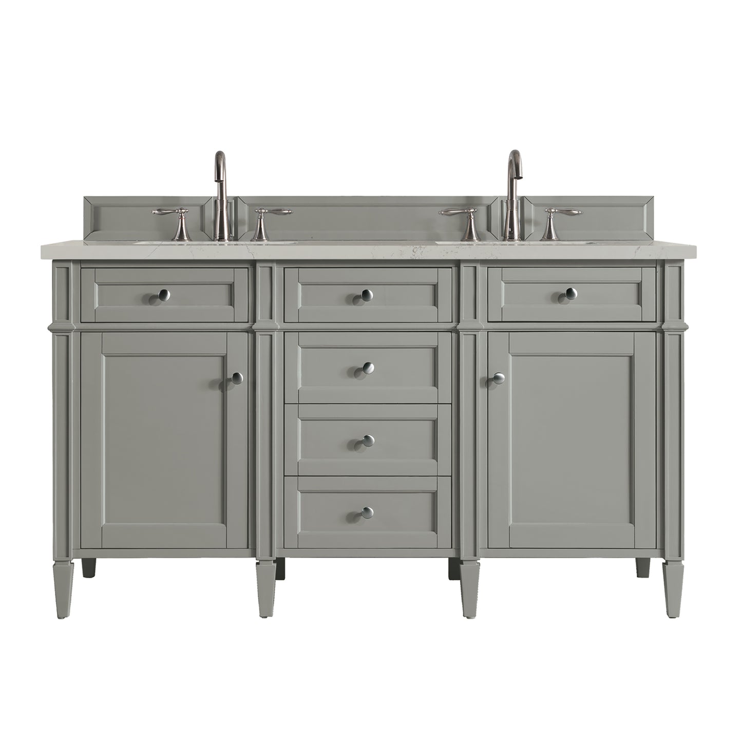 Renovate for Less Atlanta Brittany 60" Double Vanity, Urban Gray, w/ 3 CM Siberian Silestone Top w/FreePower Wireless Charger