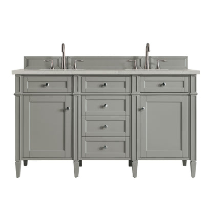Renovate for Less Atlanta Brittany 60" Double Vanity, Urban Gray, w/ 3 CM Siberian Silestone Top w/FreePower Wireless Charger
