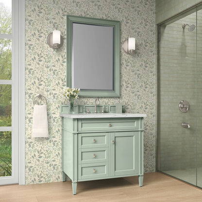 Brittany 36" Single Vanity, Sage Green w/ 3 CM Ethereal Noctis Silestone Top