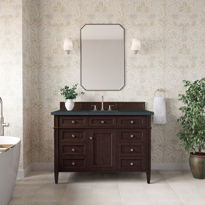 Renovate for Less Atlanta Brittany 48" Single Vanity, Burnished Mahogany w/ 3 CM Charcoal Soapstone Silestone Top