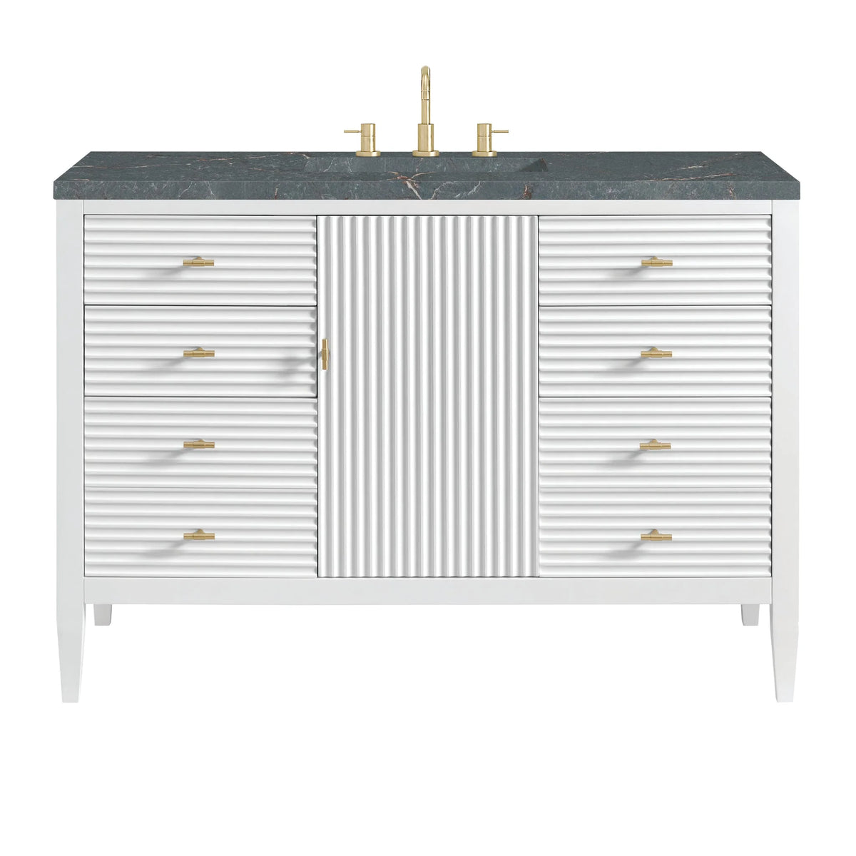 Myrrin 48" Single Vanity, Bright White w/ 3 CM Parisien Bleu Silestone Top