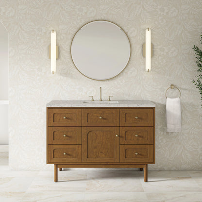 Laurent 48" Single Vanity, Honey Oak w/ 3 CM Eternal Jasmine Pearl Silestone Top w/FreePower Wireless Charger