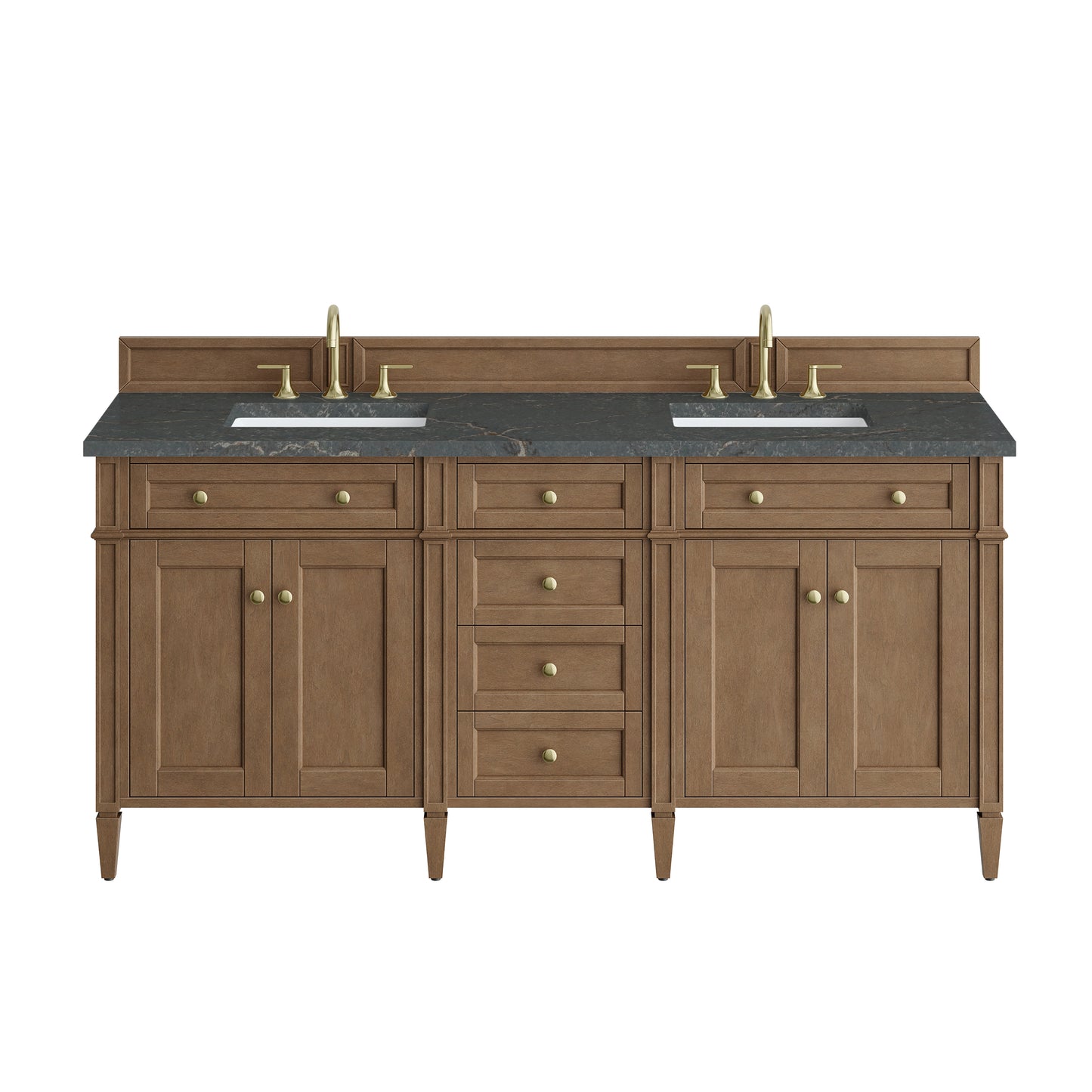 Renovate for Less Atlanta Brittany 72" Double Vanity, Pecan w/ 3 CM Parisien Bleu Silestone Top w/FreePower Wireless Charger