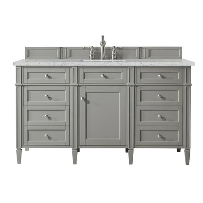Brittany 60" Single Vanity, Urban Gray w/ 3 CM Eternal Jasmine Pearl Silestone Top