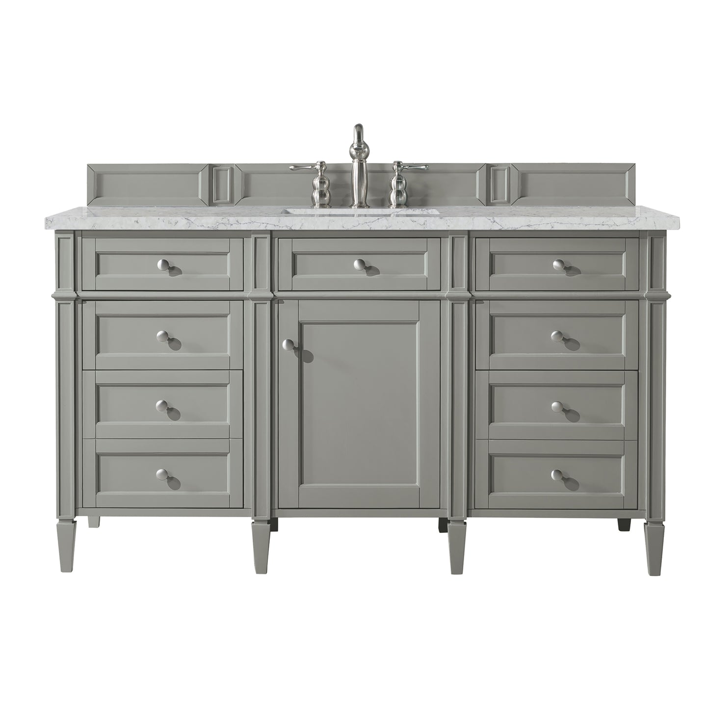 Renovate for Less Atlanta Brittany 60" Single Vanity, Urban Gray w/ 3 CM Eternal Jasmine Pearl Silestone Top