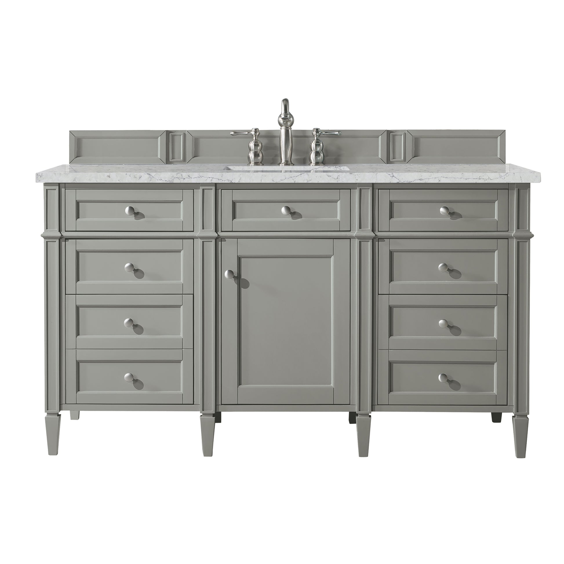 Renovate for Less Atlanta Brittany 60" Single Vanity, Urban Gray w/ 3 CM Eternal Jasmine Pearl Silestone Top