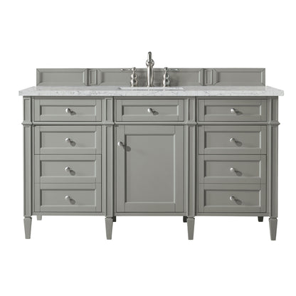 Renovate for Less Atlanta Brittany 60" Single Vanity, Urban Gray w/ 3 CM Eternal Jasmine Pearl Silestone Top