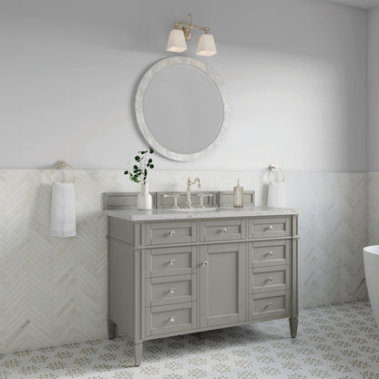 Renovate for Less Atlanta Brittany 48" Single Vanity, Urban Gray w/ 3 CM Eternal Jasmine Pearl Silestone Top