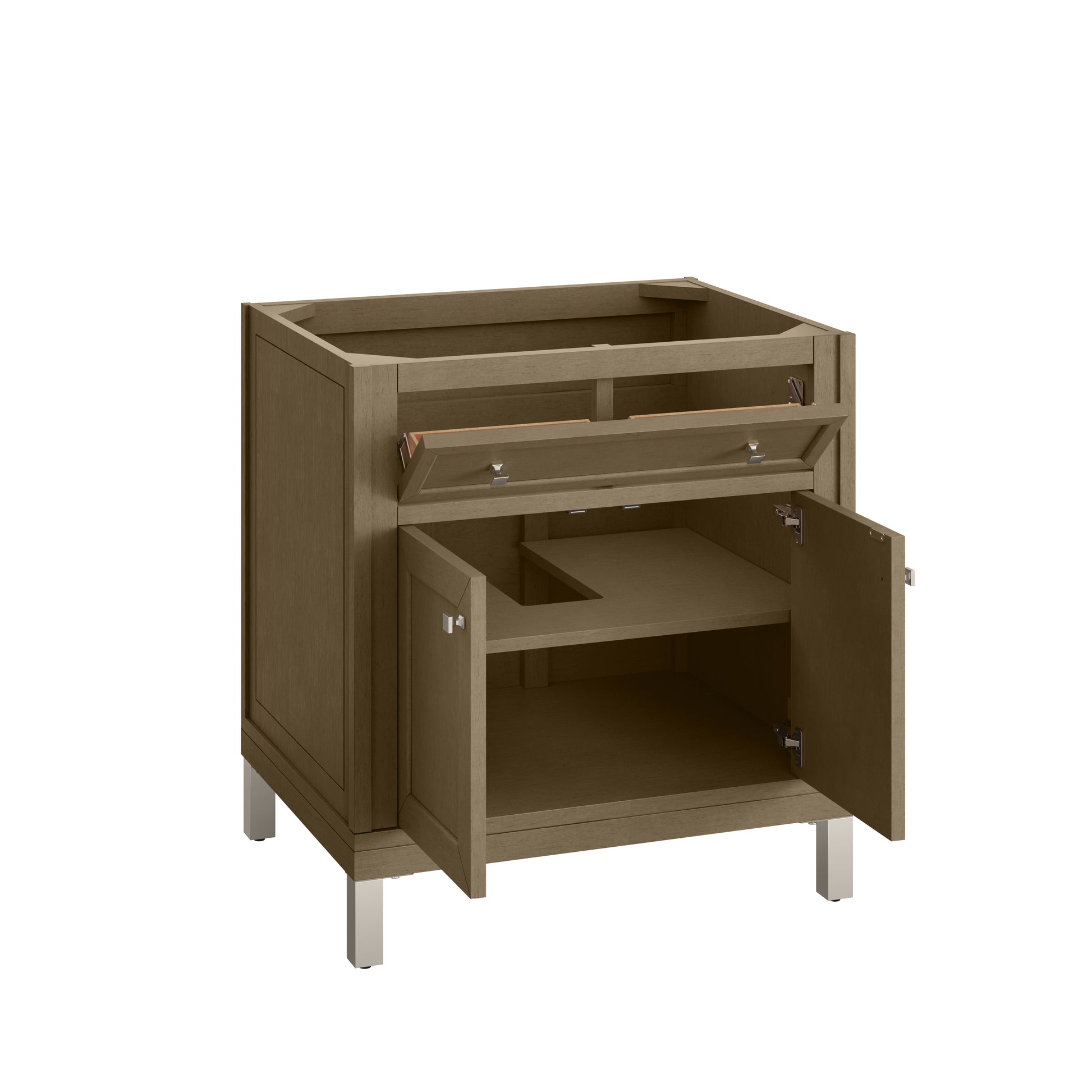 Renovate for Less Atlanta Chicago 30" Single Vanity, Walnut Whisper, w/ 3 CM Tajnar Eclos Top