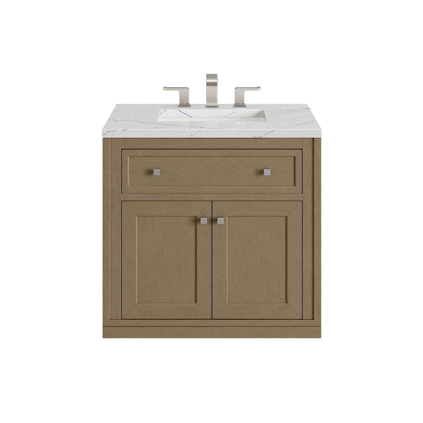 Renovate for Less Atlanta Chicago 30" Single Vanity, Walnut Whisper, w/ 3 CM Ethereal Noctis Silestone® Top