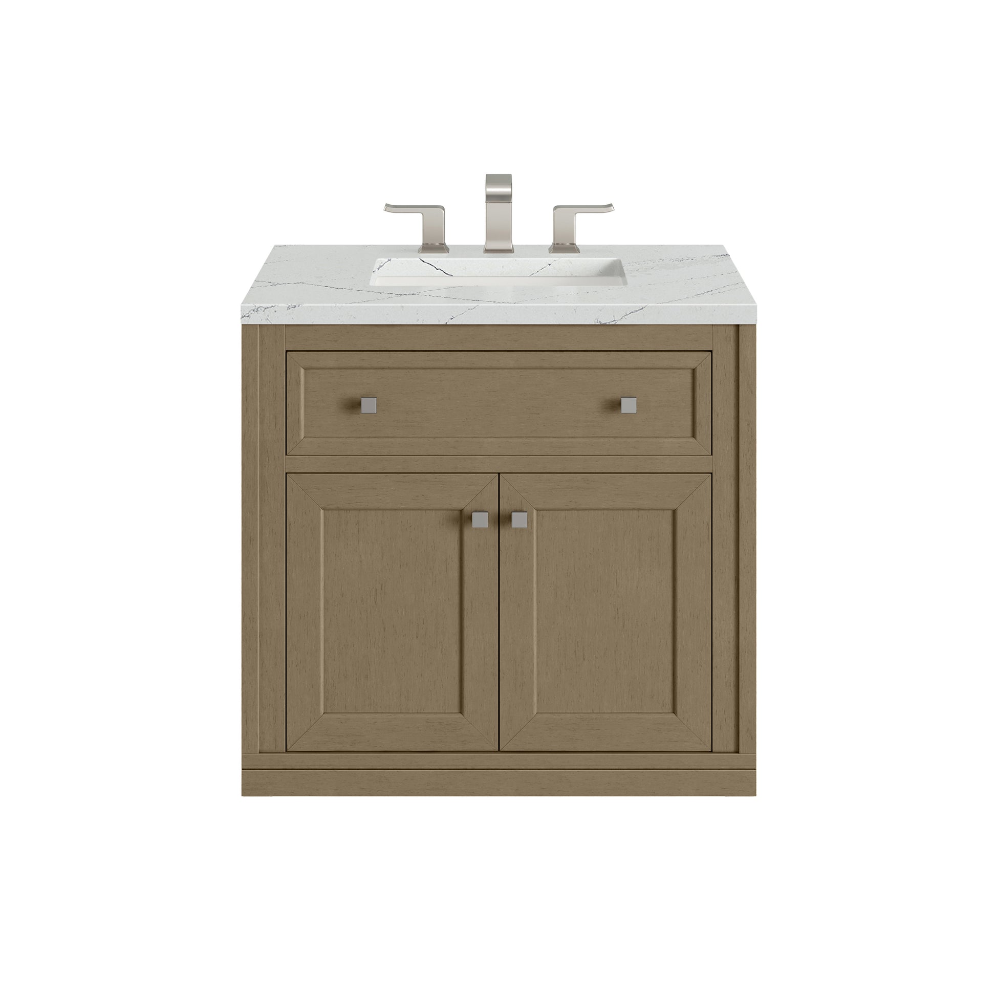Renovate for Less Atlanta Chicago 30" Single Vanity, Walnut Whisper, w/ 3 CM Ethereal Noctis Silestone® Top