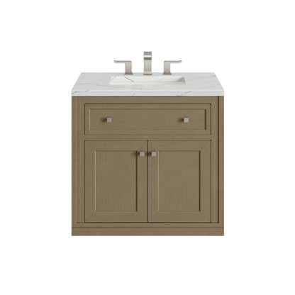 Renovate for Less Atlanta Chicago 30" Single Vanity, Walnut Whisper, w/ 3 CM Ethereal Noctis Silestone® Top