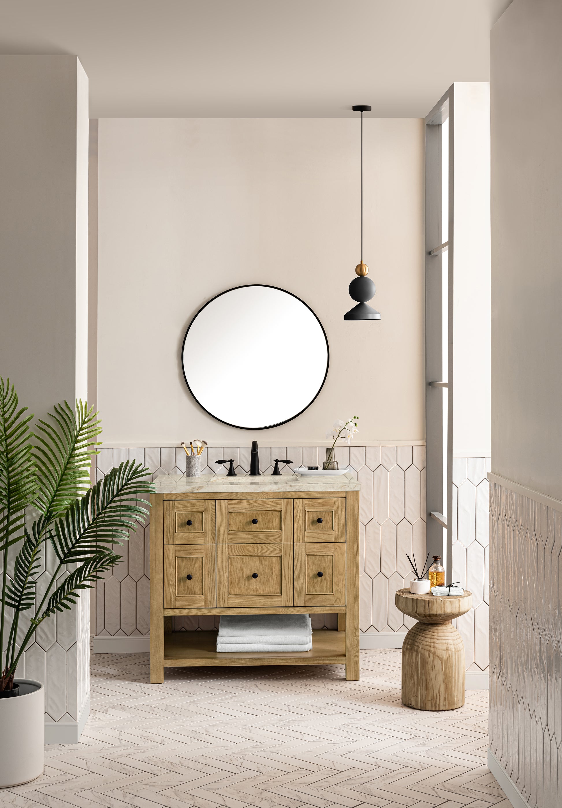Renovate for Less Atlanta Breckenridge 36" Single Vanity, Light Natural Oak, w/ 3 CM Tajnar Eclos Top
