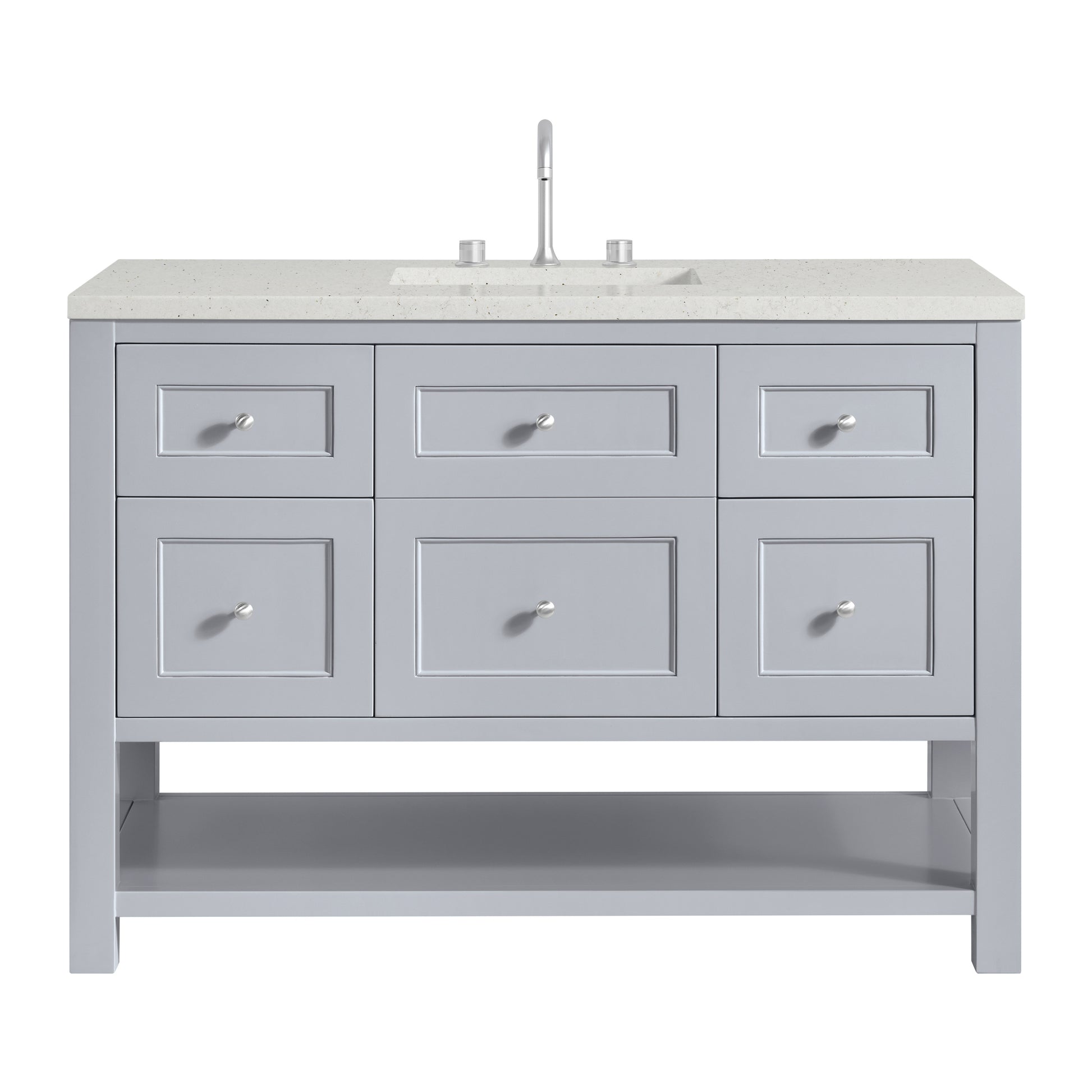 Renovate for Less Atlanta Breckenridge 48" Single Vanity, Serenity Blue, w/ 3 CM Lime Delight Quartz Top