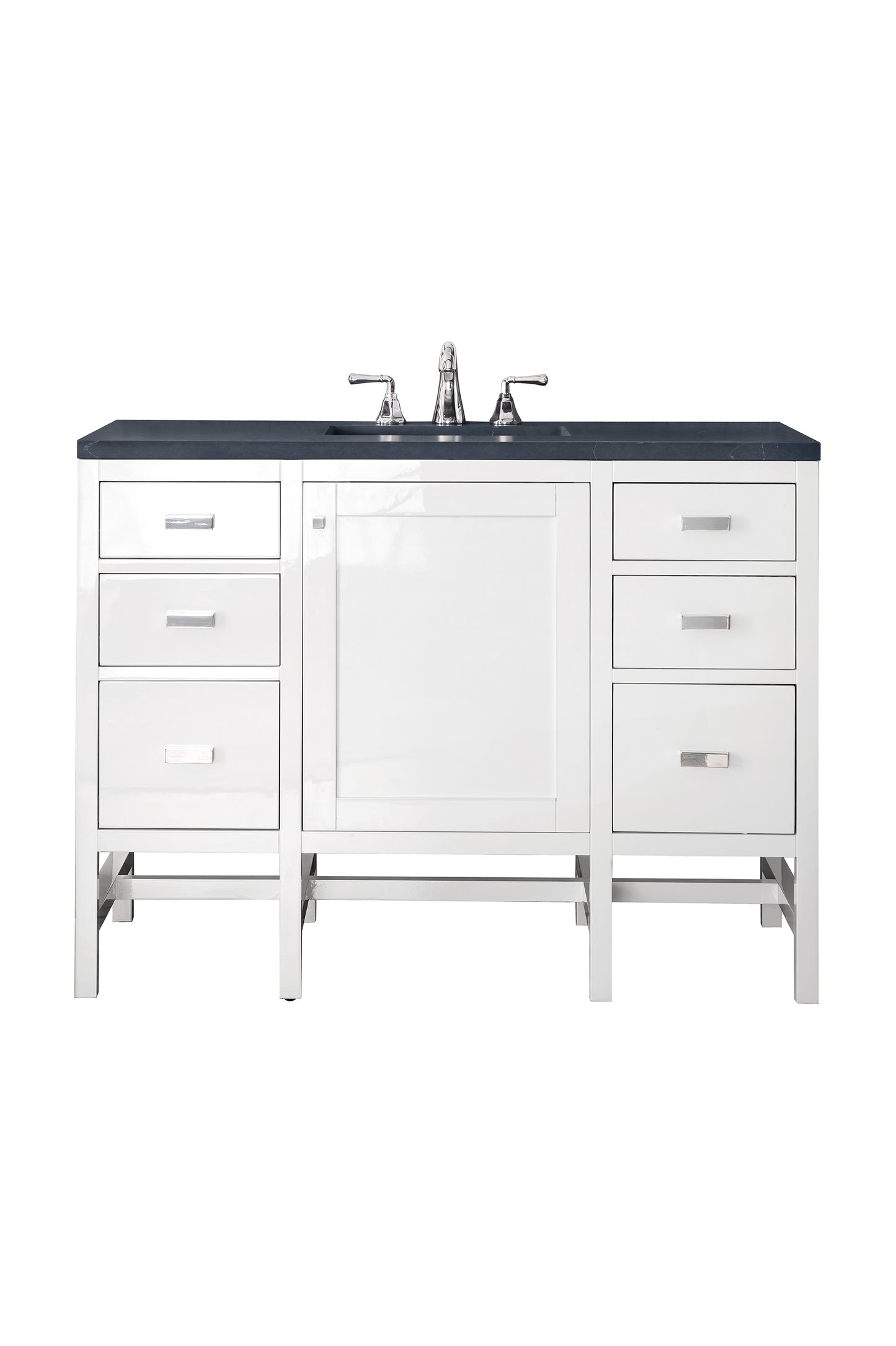 Renovate for Less Atlanta Addison 48" Single Vanity, Glossy White w/ 3 CM Charcoal Soapstone Silestone Top