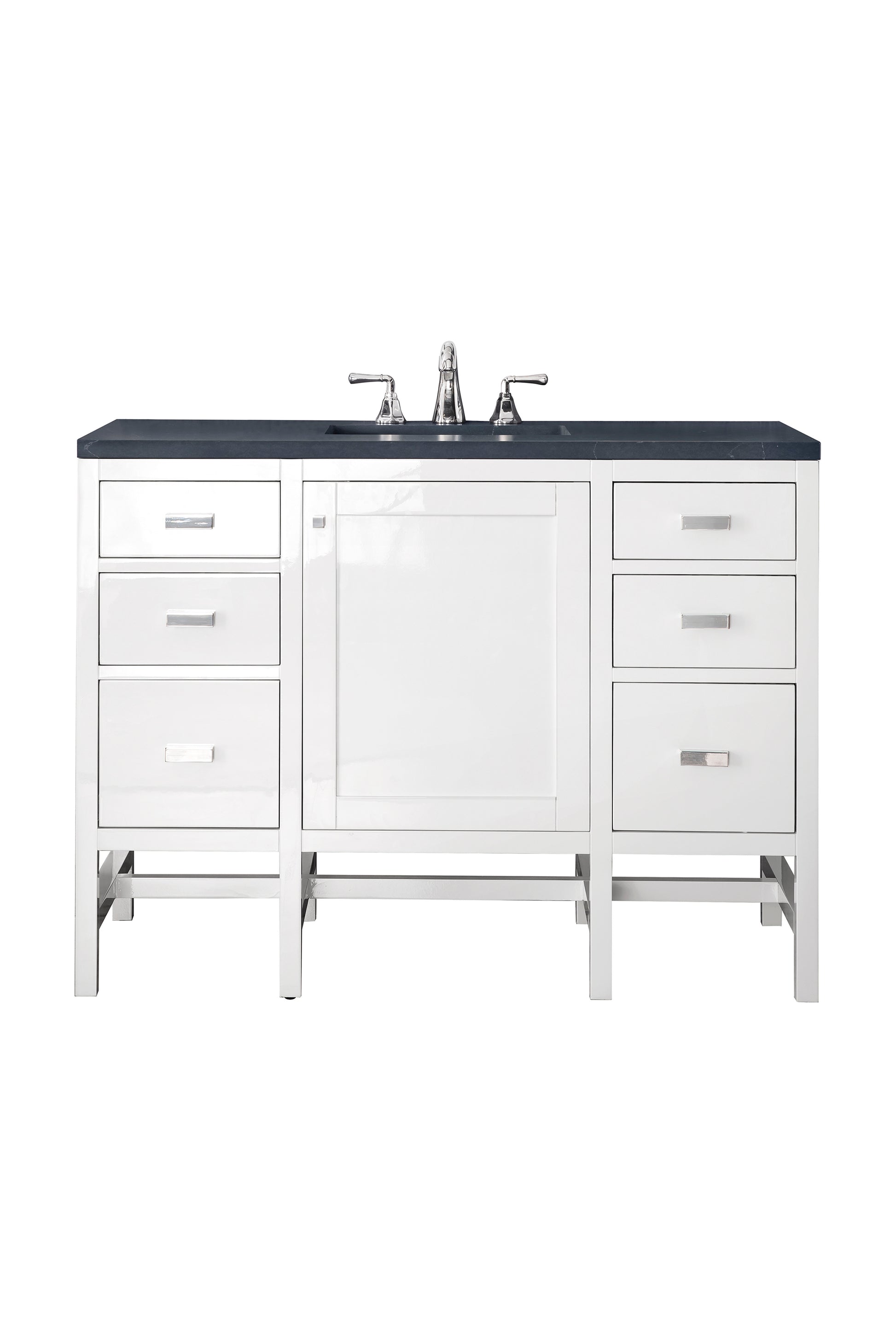 Renovate for Less Atlanta Addison 48" Single Vanity, Glossy White w/ 3 CM Charcoal Soapstone Silestone Top