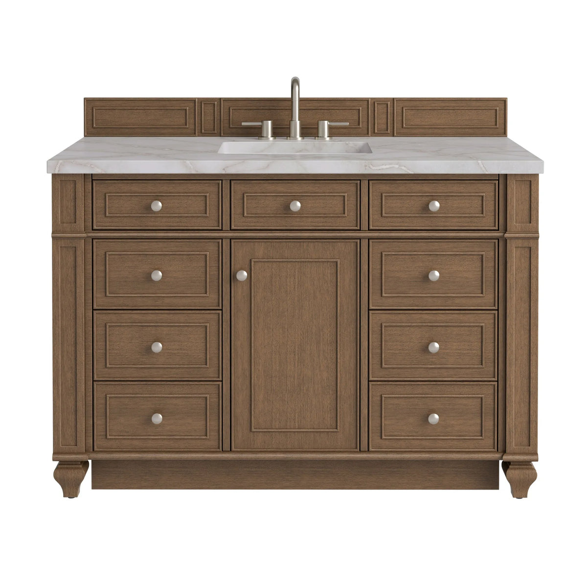Bristol 48" Single Vanity, Saddle Brown w/ 3 CM Victorian Silver Silestone Top