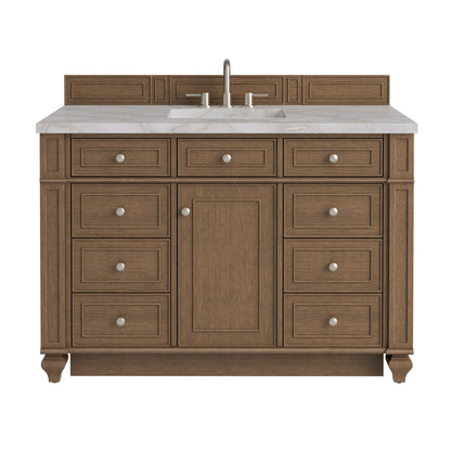 Bristol 48" Single Vanity, Saddle Brown w/ 3 CM Victorian Silver Silestone Top