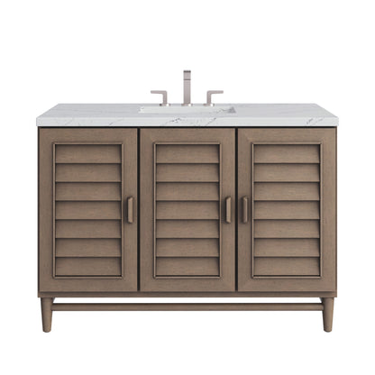 Renovate for Less Atlanta Portland 48" Single Vanity Whitewashed Walnut w/ 3 CM Ethereal Noctis Silestone Top