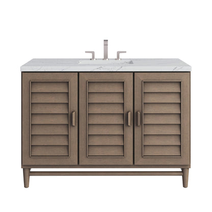Portland 48" Single Vanity Whitewashed Walnut w/ 3 CM Ethereal Noctis Silestone Top w/FreePower Wireless Charger