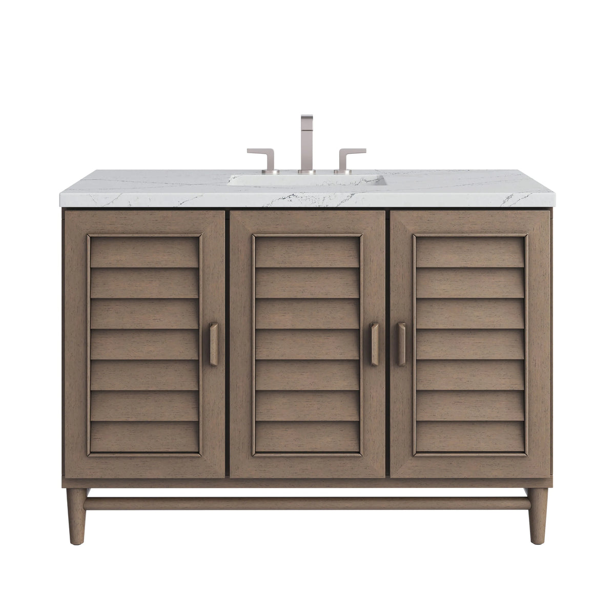 Portland 48" Single Vanity Whitewashed Walnut w/ 3 CM Ethereal Noctis Silestone Top