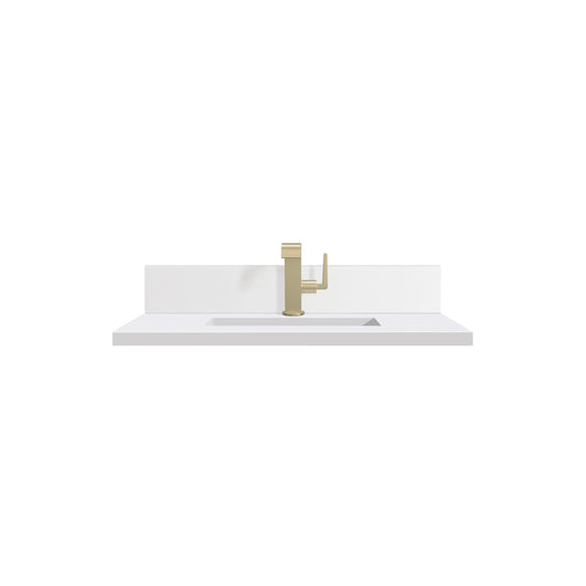 30" Single Top, Single-Hole, 3 CM White Zeus Silestone w/ Backsplash & Sink