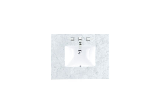 30" Single 3 CM Top, Carrara White Marble w/ Sink