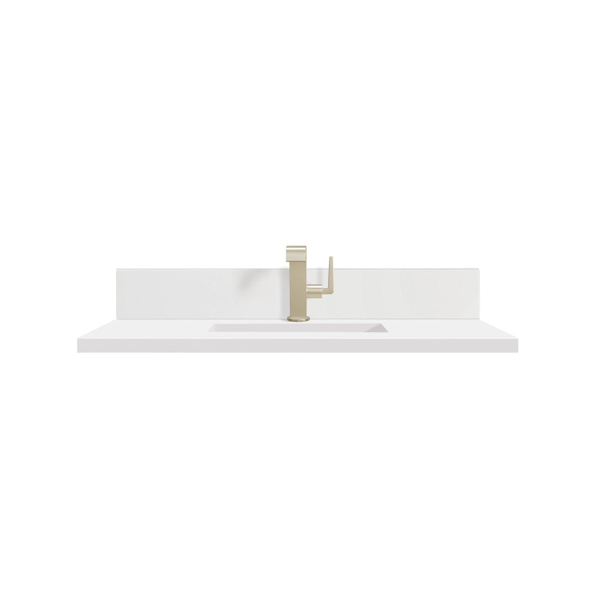 36" Single Top, Single-Hole, 3 CM White Zeus Silestone w/ Backsplash & Sink