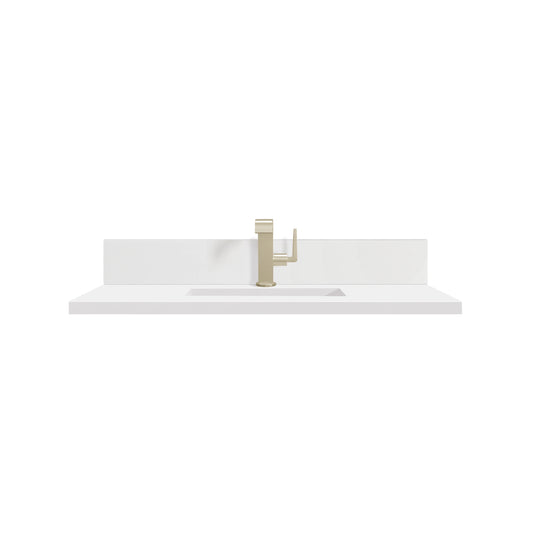36" Single Top, Single-Hole, 3 CM White Zeus Silestone w/ Backsplash & Sink