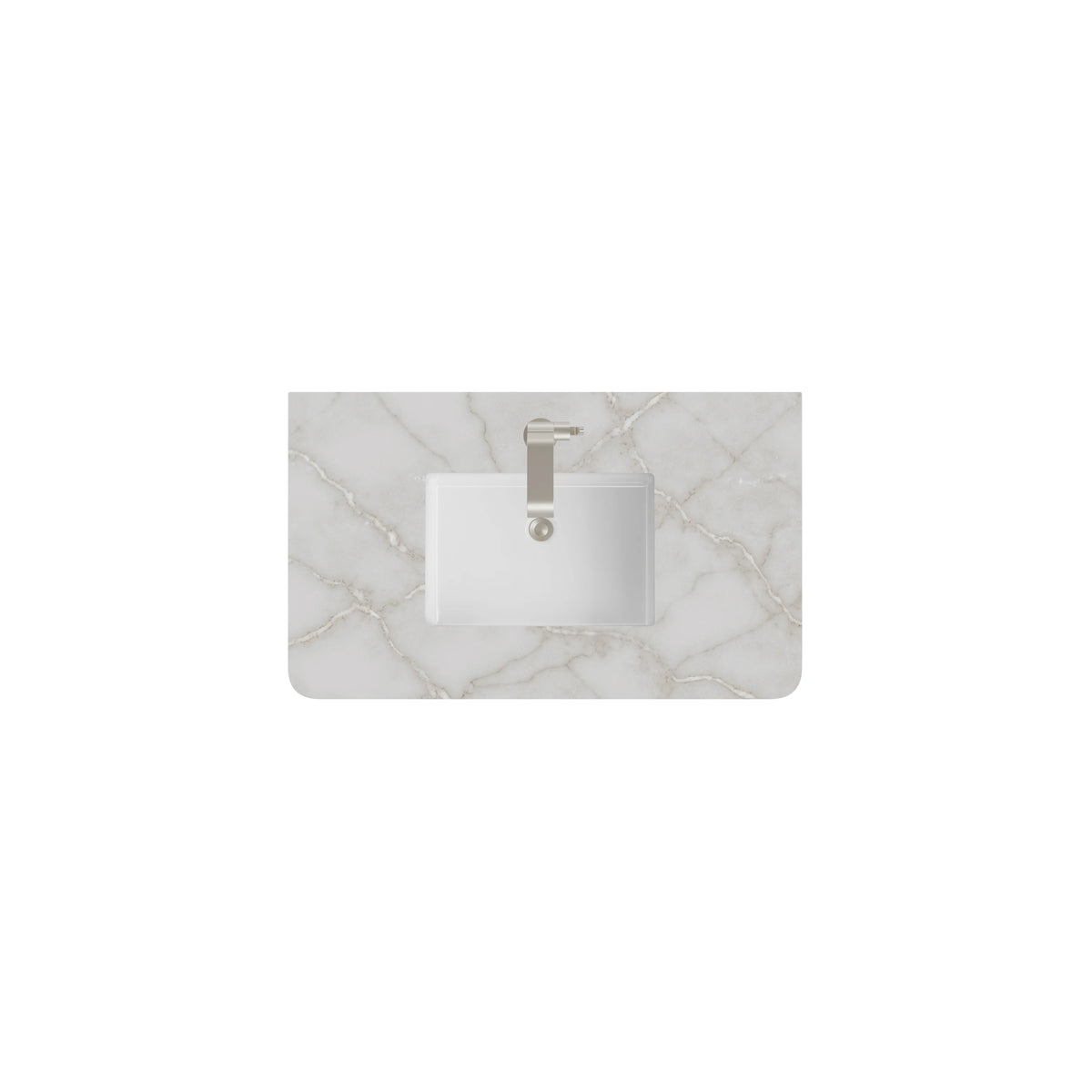 36" Single Radius Cut Top, 3 CM Victorian Silver Silestone w/ Sink