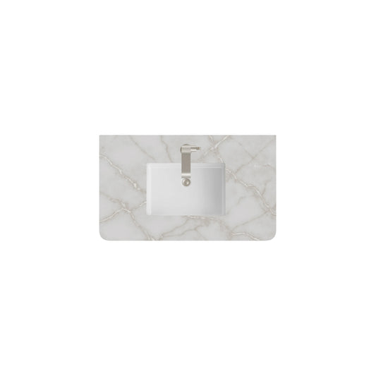 36" Single Radius Cut Top, 3 CM Victorian Silver Silestone w/ Sink