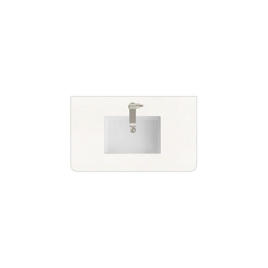 36" Single Radius Cut Top, 3 CM White Zeus Silestone w/ Sink