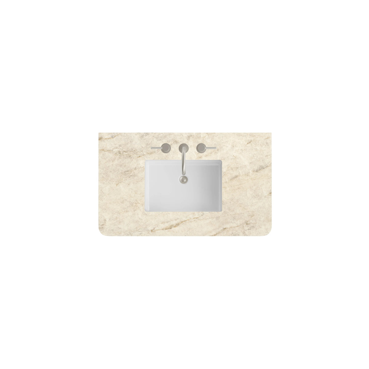 36" Single Radius Cut Top, Widespread 3CM Tajnar Eclos w/ Sink
