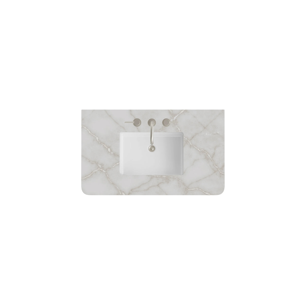 36" Single Radius Cut Widespread, 3 CM Victorian Silver Silestone w/ Sink