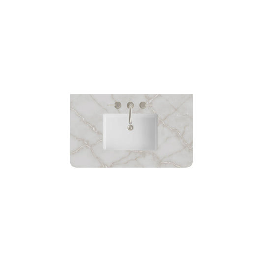 36" Single Radius Cut Widespread, 3 CM Victorian Silver Silestone w/ Sink