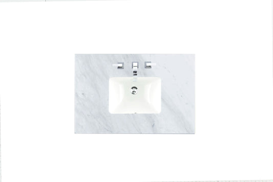 36" Single 3 CM Top, Carrara White Marble w/ Sink