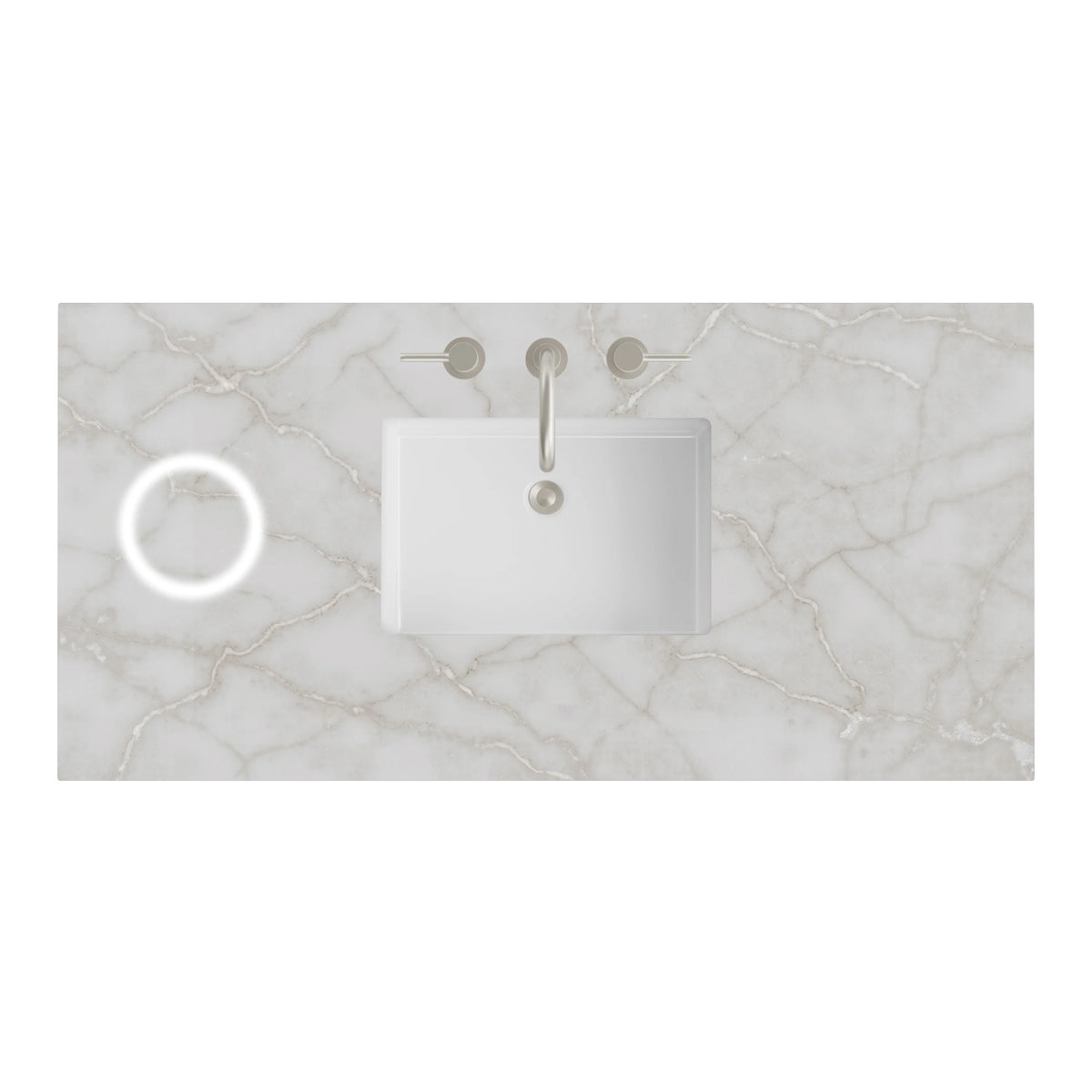 48" Single Top, 3 CM Victorian Silver Silestone w/ Sink & FreePower Wireless Charger