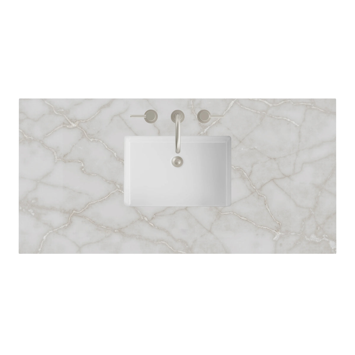 48" Single Top, 3 CM Victorian Silver Silestone w/ Sink