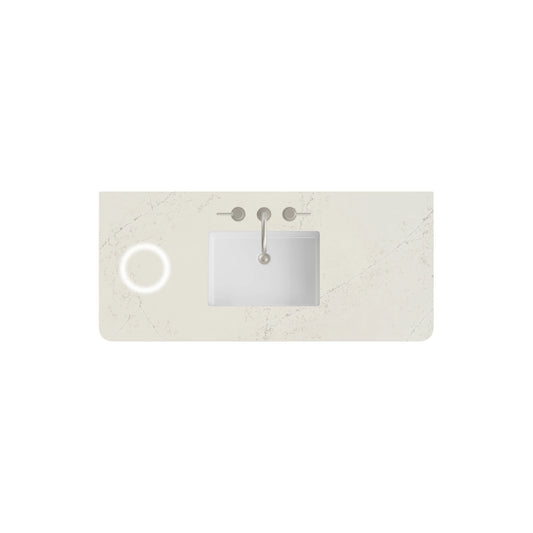 48" Single Radius Cut Top, Widespread 3CM Siberian w/ Sink & FreePower Wireless Charger