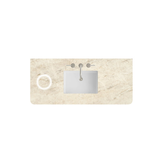 48" Single Radius Cut Top, Widespread 3CM Tajnar Eclos w/ Sink & FreePower Wireless Charger