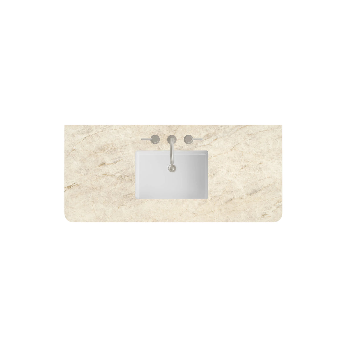 48" Single Radius Cut Top, Widespread 3CM Tajnar Eclos w/ Sink