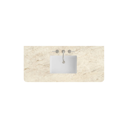 48" Single Radius Cut Top, Widespread 3CM Tajnar Eclos w/ Sink