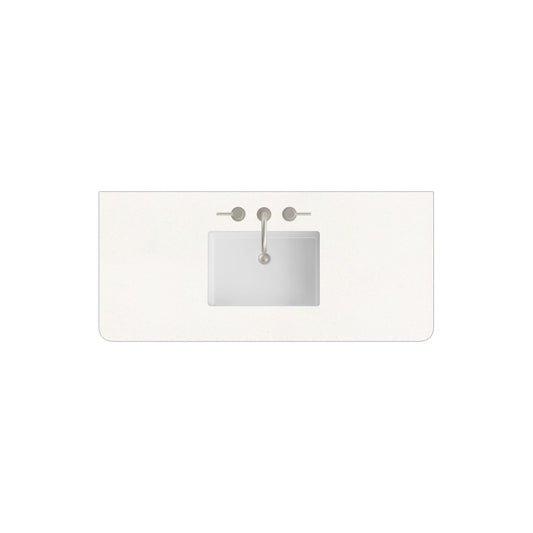 48" Single Radius Cut Widespread, 3 CM White Zeus Silestone w/ Sink