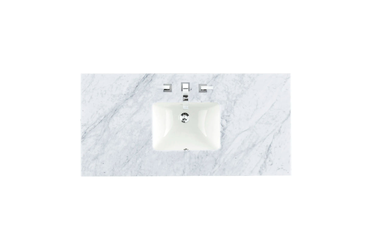 48" Single 3 CM Top, Carrara White Marble w/ Sink