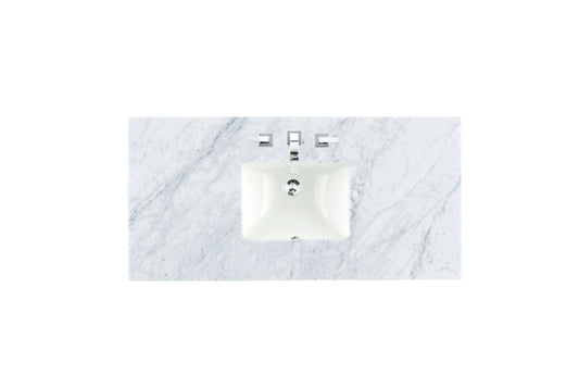 48" Single 3 CM Top, Carrara White Marble w/ Sink