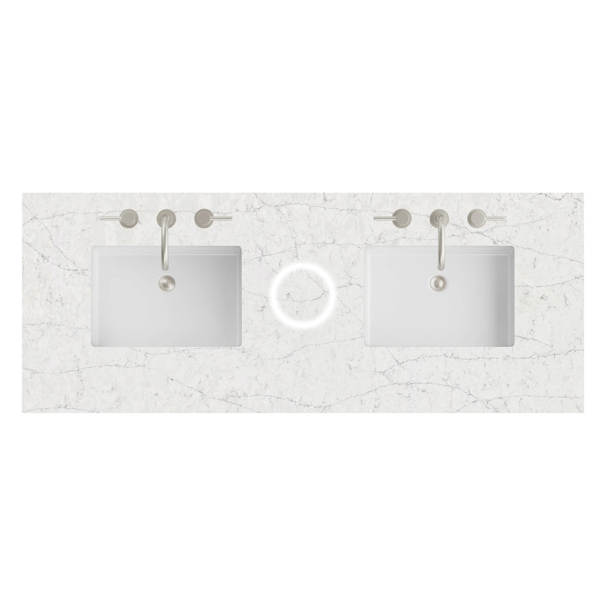 60" Double Top, 3 CM Eternal Jasmine Pearl Silestone w/ Sink & FreePower Wireless Charger