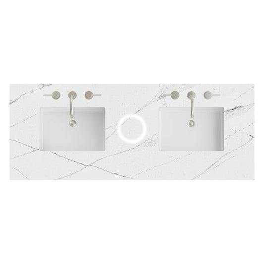60" Double Top, 3 CM Ethereal Noctis Silestone w/ Sink & FreePower Wireless Charger