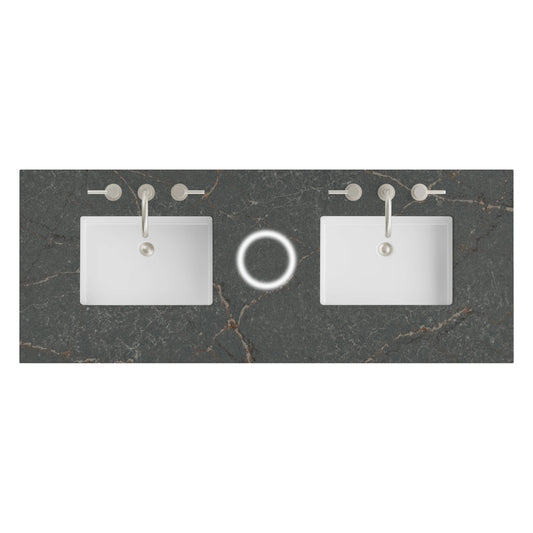 60" Double Top, 3 CM Parisien Bleu Silestone w/ Sink & FreePower Wireless Charger