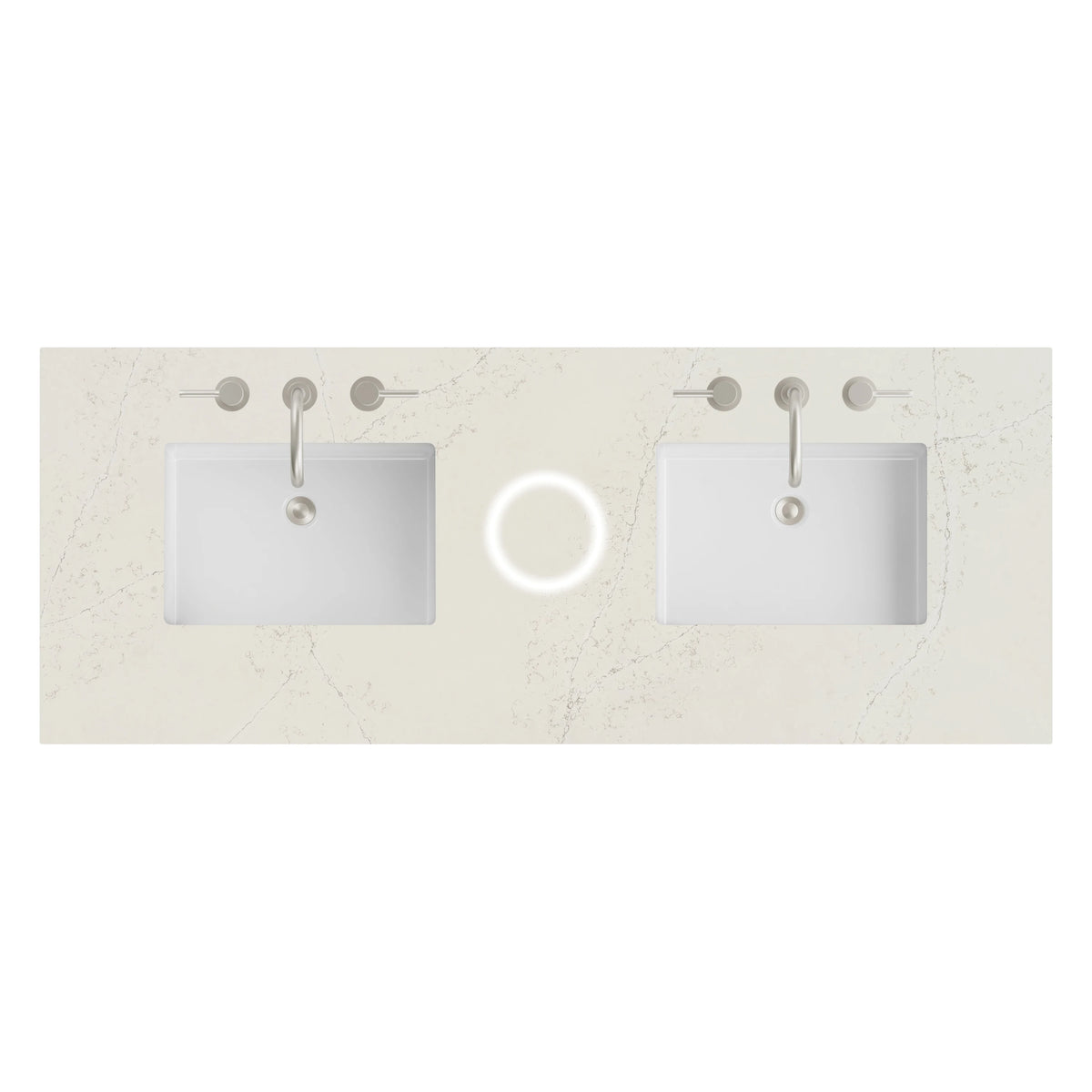60" Double Top, 3CM Siberian Silestone w/ Sink & FreePower Wireless Charger