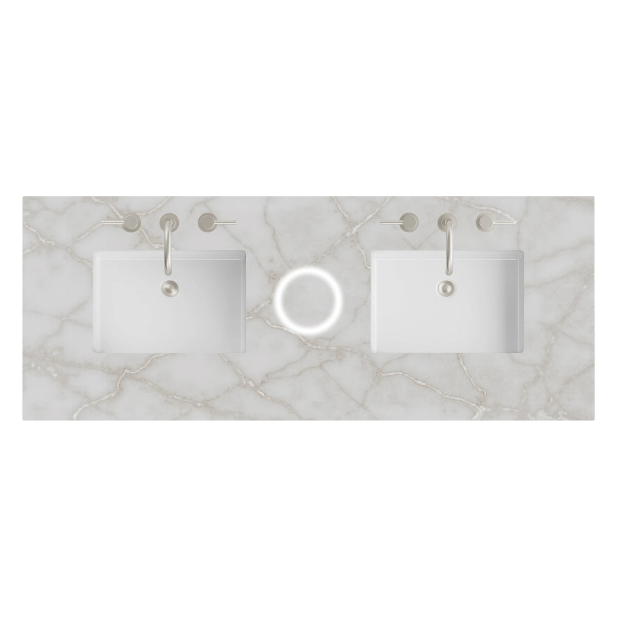 60" Double Top, 3 CM Victorian Silver Silestone w/ Sink & FreePower Wireless Charger